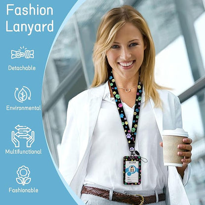 ID Badge Holder with Lanyard, Cute Badge Reel Badge Clip Retractable, Lanyards - Image 2