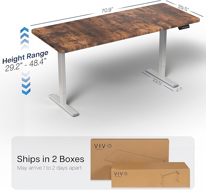 VIVO Electric 71 x 30 in Rustic Standing Desk, Memory Height Adjustment - Image 3
