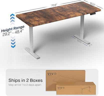 VIVO Electric 71 x 30 in Rustic Standing Desk, Memory Height Adjustment - Image 3
