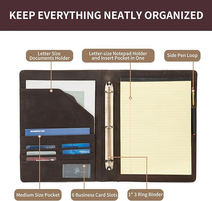 Geslun Personalized Genuine Leather 3 Ring Binder, Custom Engraved 8.5 x 11 - Image 7