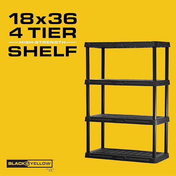 CX 4-Tier Plastic Storage Shelving Unit 2 Pack, Heavy Duty, 150lbs Per Shelf - Image 4