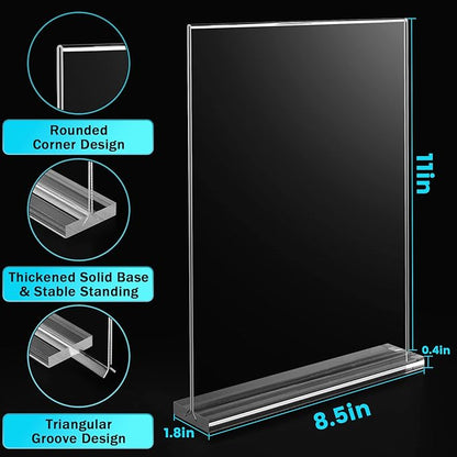 4-Pack Acrylic Sign Holder, 8.5 x 11 Inch Vertical T Shape Table Display Stand - Image 5