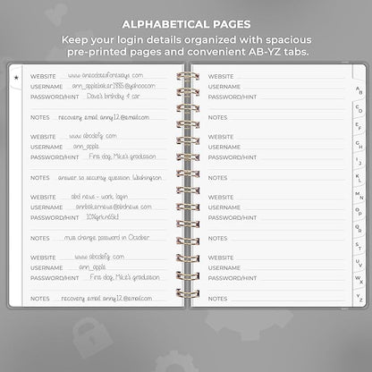 Clever Fox Password Book Spiral – Internet Address & Password Organizer - Image 3