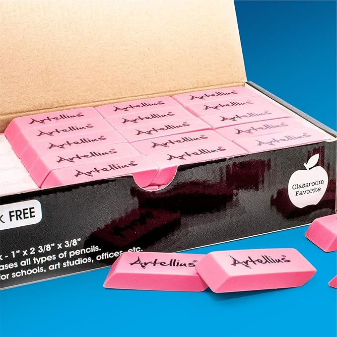 Artellius Pink Erasers | Latex & Smudge Free | Bulk School Supplies | Classrooms - Image 8