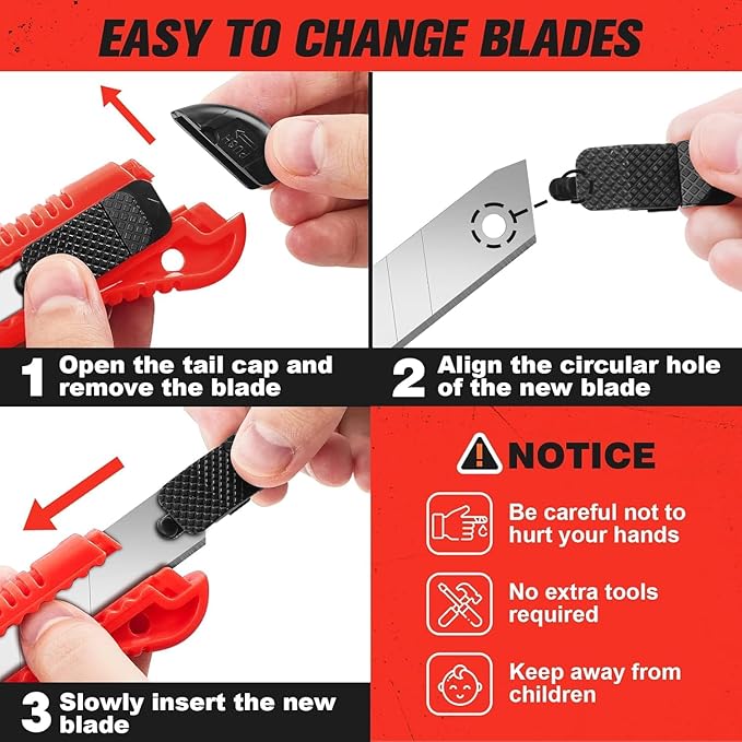 JOYUMY 20 Pack Utility Knife, Box Cutter Retractable, Box Knife - Image 7
