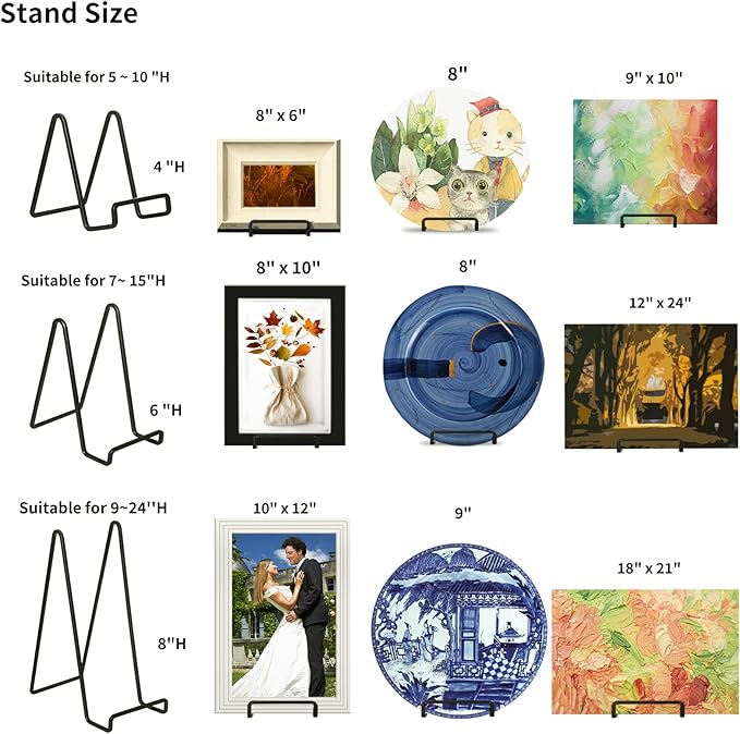 Decolore 4 Pack 4 Inch Black Metal Display Stands Square Plate Holder Display - Image 7