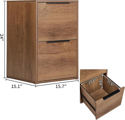 FATIGOS Wooden 2 Drawer File Cabinet, Wood Vertical Filing Cabinet Fits Hanging - Image 3