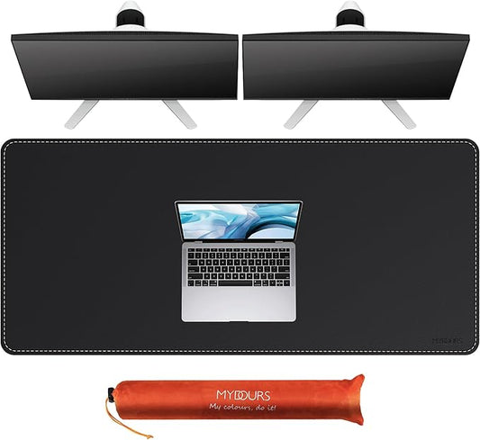 Mydours Large Desk Mat 51.2" x 23.6", PU Leather Surface by Mydours