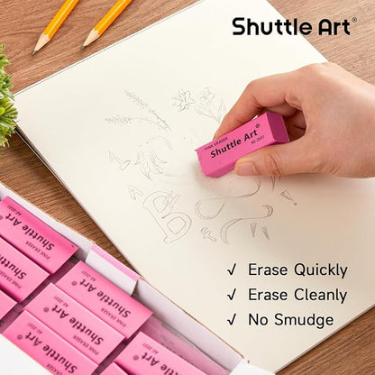 Shuttle Art Pink Erasers, 36 Pack Erasers Bulk, Latex-Free, No Smudge, Soft - Image 4