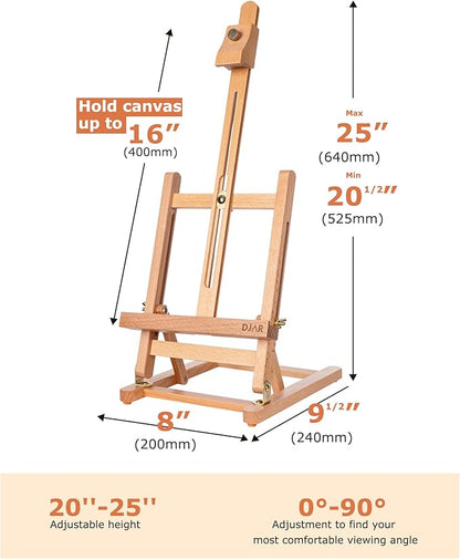 DJAR 25" Tabletop Easel for Painting, Adjustable Beech Wood Table Top Wooden - Image 2
