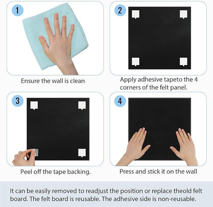 Smarpau Large Cork Board for Walls, 12 Pack Square Bulletin Board, Felt Wall - Image 7