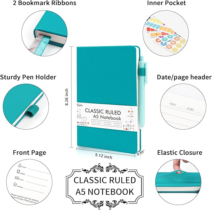 feela 8 Pack Notebooks Journals Bulk, Hardcover Notebook Classic Ruled Lined - Image 2