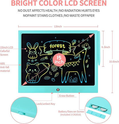 LCD Writing Tablet for Kids, 15 Inch Colorful Electronic Doodle Board, - Image 2