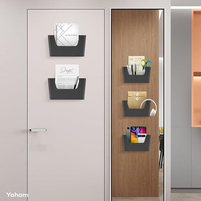 YOHOM No Drilling File Holder Wall Mails Magazines Organizer Adhesive Door Mount - Image 3