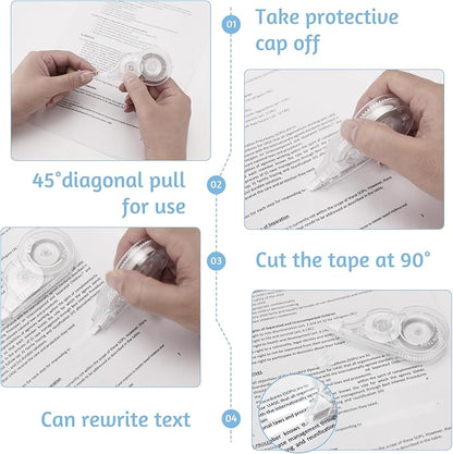 JEFURE 30 Pcs Correction Tape, 39.4 Ft White Wrong Out Tear-Resistant Bulk - Image 4