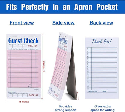 Methdic Guest Checks Pink Server Note Pads 1000 Orders Waitress Notepad - Image 2