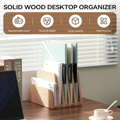 KIRIGEN Desktop File Document Holder Stand 5 Slots Mail Paper Organizer Desk - Image 2
