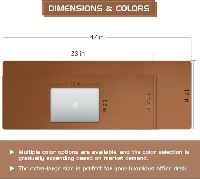 Aothia Leather Desk Pad Protector, Office Mat, Large Mouse Pad, Laptop Desk Pad - Image 3
