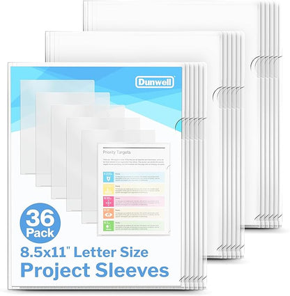 Dunwell Clear Folders for Documents, Plastic 8.5x11 File Sleeves for Document by Dunwell