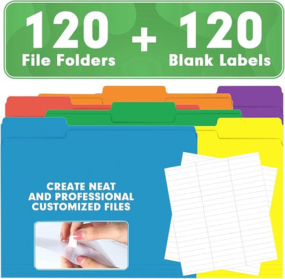 File Folder, HERKKA 120 Pack 1/3 Cut Tab File Folders, Colored File Folders - Image 6
