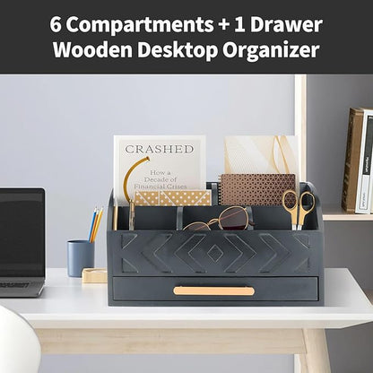 ZALIOJI Wooden Desk Organizer Mail Organizer Countertop, Desktop Organizer Mail - Image 4