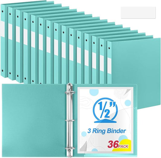 Henoyso 36 Pcs 3 Ring Binder 0.5 Inch Round Fits Letter Size 8.5'' x 11'' Paper by Henoyso
