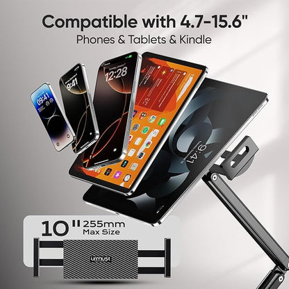 Urmust Tablet Stand for Desk, Adjustable iPad Holder Clamp Mount, 360° Rotation - Image 6
