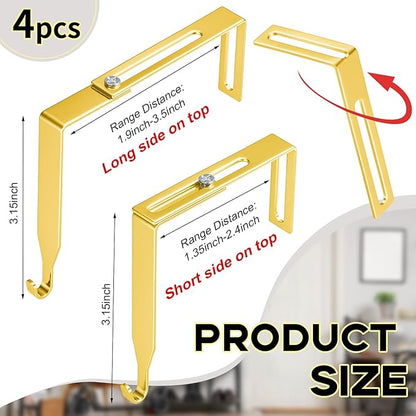 Amylove 4 Pcs Adjustable Cubicle Hanger Universal Partition Metal Cubicle Hooks - Image 2