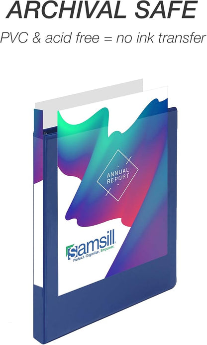 Samsill Durable .5 Inch Binder, Made in the USA, Round Ring Customizable Clear - Image 6