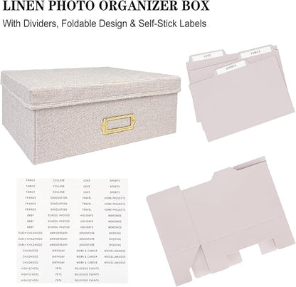 Sprsthai Linen Photo Storage Box – Holds 1700 Photos, 24 Adjustable Dividers & - Image 6