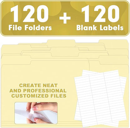 Manila Folders, HERKKA 120 Pack 1/3 Cut Tab File Folders, Manila Folders 8.5 x - Image 5