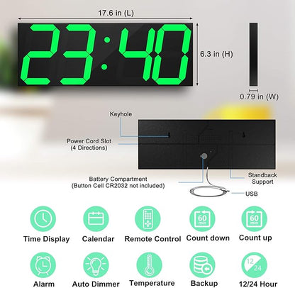 LED Large Digital Wall Clock, Oversize Wall Clock - Image 2