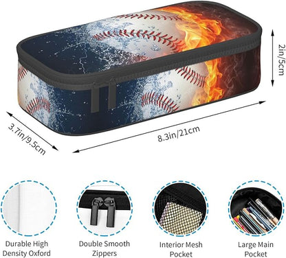 HKHEHOP Baseball Ball Pencil Case Big Capacity Storage Pencil Pouch Stationery - Image 6