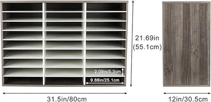 TQVAI Wood Literature Organizer, 27 Slots Hold 13500 Sheets A4 Papers, Wooden - Image 3