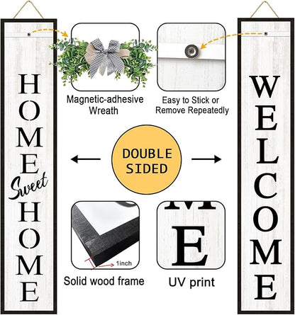 Double-sided Welcome Wooden Sign Stand - Image 2