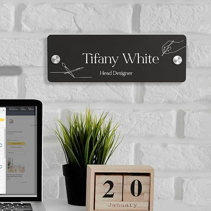 EGD Acrylic Door Name Plate Personalized I Custom Acrylic Sign I Cute Office by E-GraphicDesignInc