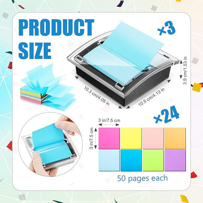 Meanplan 3 Pack Pop up Sticky Dispenser Note Holder Black Base - Image 2