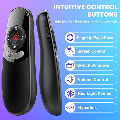 2 in 1 Type C USB Presentation Clicker Red Light, Wireless Presenter Remote PPT - Image 5