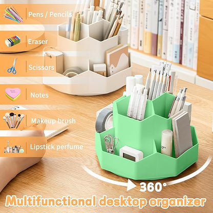 Pencil Pen Holder for Desk, 9 Slots 360 Degree Rotating Desk Organizers - Image 2