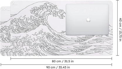 iCasso White Mouse Pad, Extended Gaming Mouse Pad, Large Stable Rubber Base - Image 2