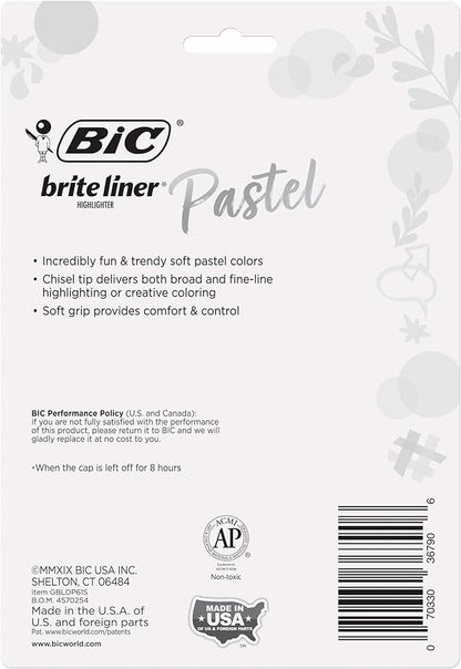 BIC Brite Liner Grip Pocket MINI Highlighter, Pastel Ink Colors, Chisel Tip - Image 2