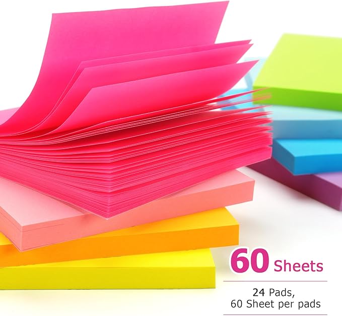 Early Buy 24 Pads Sticky Notes 8 Bright Color Self-Stick Notes 3 in x 3 in - Image 4