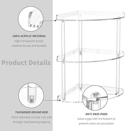 Sezanrpt 3 Tier Acrylic Corner Shelf Organizer Storage 9.5x9.5x15.7 Inch - Image 5
