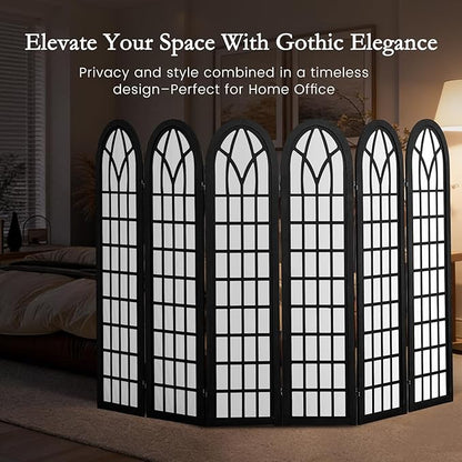 Asnefeli 6 Panel Japanese Room Divider, Shoji Style Partition Divider, Fully - Image 2