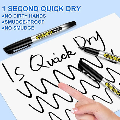 SFAIH 100 Black Permanent Markers Bulk -1s Quick Drying, Fine Point Markers - Image 4