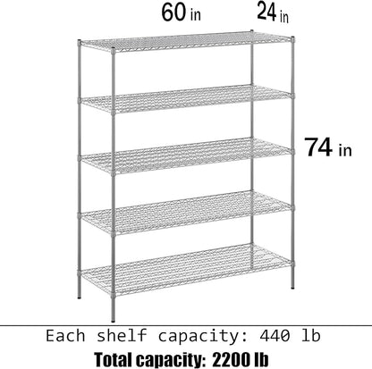 Regal Altair 24" Deep x 60" Wide x 74" Height Wire Shelving Kit | 5-Tier | NSF - Image 3