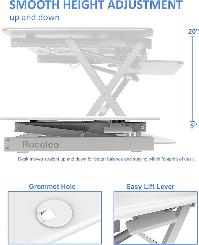 Rocelco 46" Large Height Adjustable Standing Desk Converter - Image 2