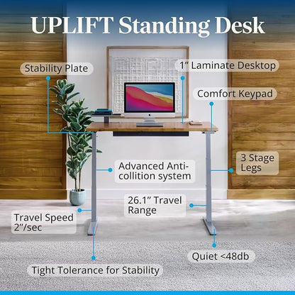 UPLIFTDESK V3 2-Leg Maple Laminate Wood Standing Desk – Adjustable Height - Image 3