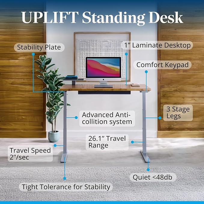 UPLIFTDESK V3 2-Leg Black Laminate Wood Standing Desk – Adjustable Height - Image 3