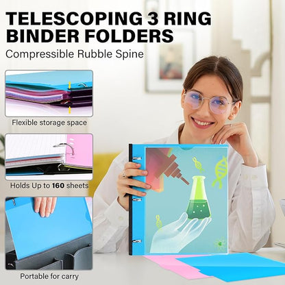 MAKHISTORY Telescoping 3 Ring Binder-4PCS, Flexible Binder - Image 2